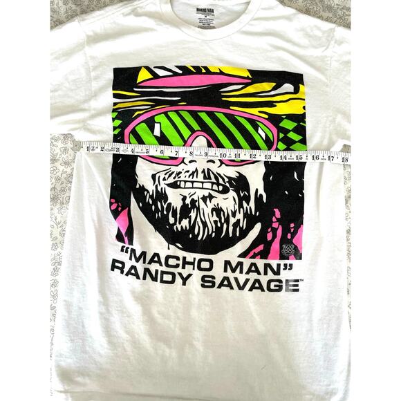 Macho Man Randy Savage WWE Neon Graphic Tee M - Picture 3 of 5